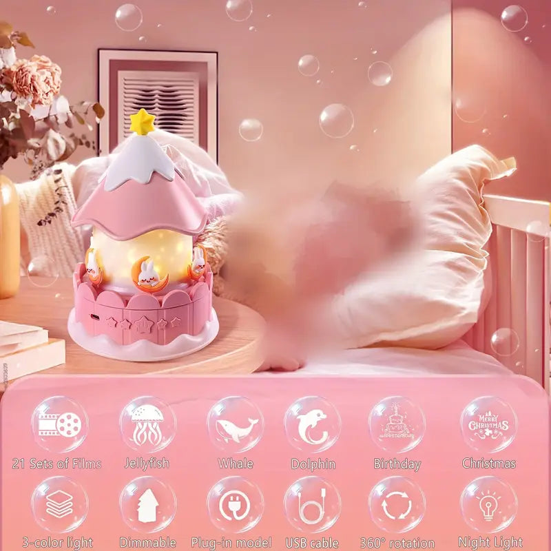 Starry Sky Projector Night Light for Bedroom with Dimmable Carousel LED Lamp, Modern USB-Powered Countertop Nightlight with 21 Pattern Sets, Dreamy Bedroom Decor Accessory Ideal for Birthday, Easter, Valentine's Day Gifts