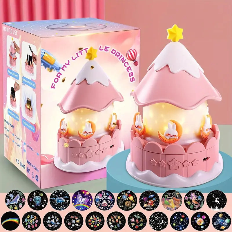 Starry Sky Projector Night Light for Bedroom with Dimmable Carousel LED Lamp, Modern USB-Powered Countertop Nightlight with 21 Pattern Sets, Dreamy Bedroom Decor Accessory Ideal for Birthday, Easter, Valentine's Day Gifts